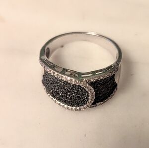 Blue Spinel and Zircon Ring in 925 Silver- Size 9